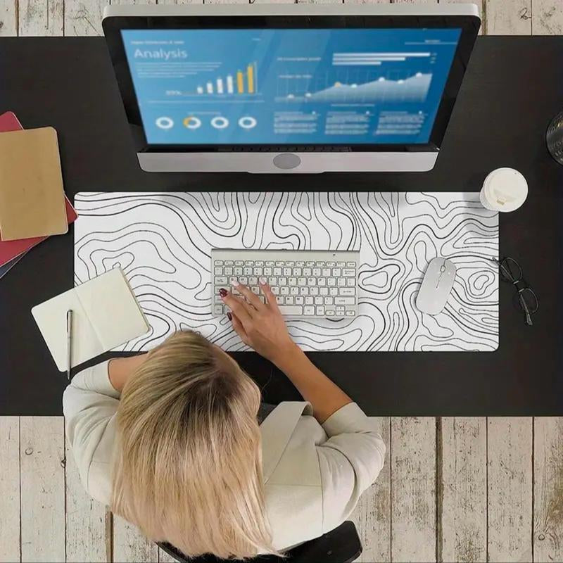 Terrain Series XL Gaming Mouse Pad - Non-Slip Water Proof Desk Mat (White and Black) Keyboard