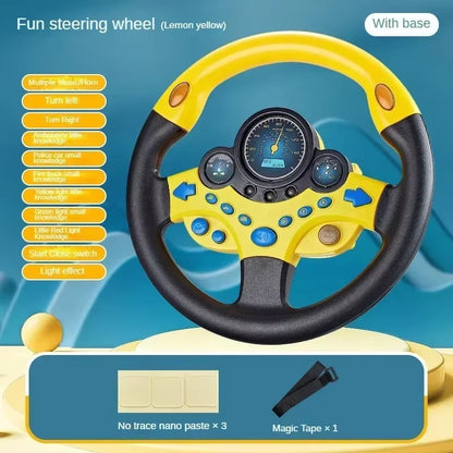 Kids Steering Wheel for Backseat Simulated Driving Steering Wheel Toy with Light Music Preschool Toys Pretend Driving Toy Gifts