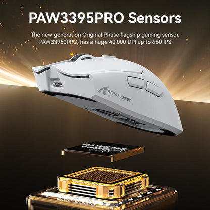 ATTACK SHARK X1 Lightweight Wireless Gaming Mouse with RGB Charging Dock,Triple Modes PAW3395PRO 40K DPI Optical Sensor,Tri-Mode-2.4G/Usb-C Wired/Bt,Omron Optical Switch, 5 Programmable Buttons for Pc/Laptop/Mac
