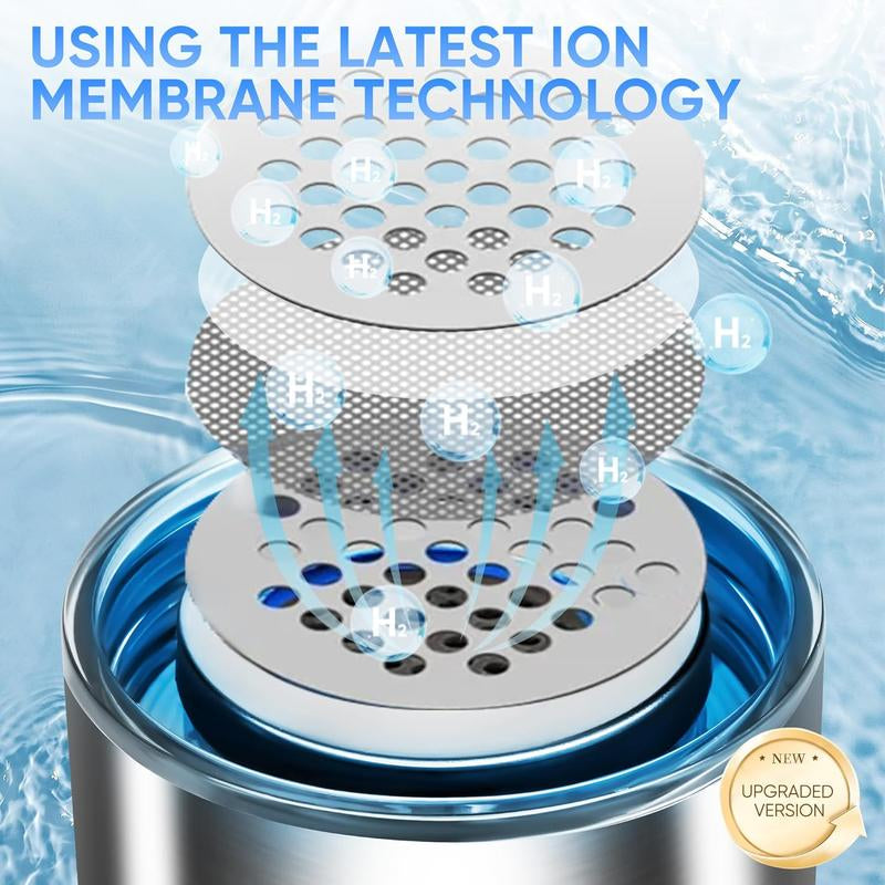 Hydrogen Water Bottle Portable Generator Ionized Water Cup for Home Office Travel Daily Use Silver Upgrade Version