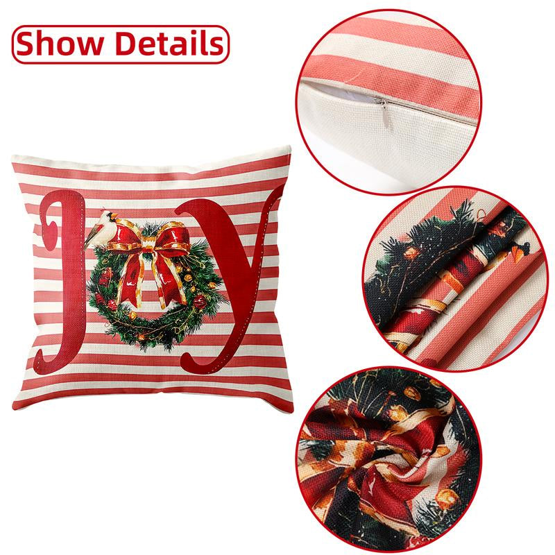 4Pcs Set of 18X18 Inch Christmas Throw Pillow Covers, Winter Holiday Cushion Case Decoration, Snowman&Christmas Tree Designs, Zipperclosure,Linen,Merry Christmas Decor 2025 for Home, Couch, Sofa, Living Room – No Inserts Included