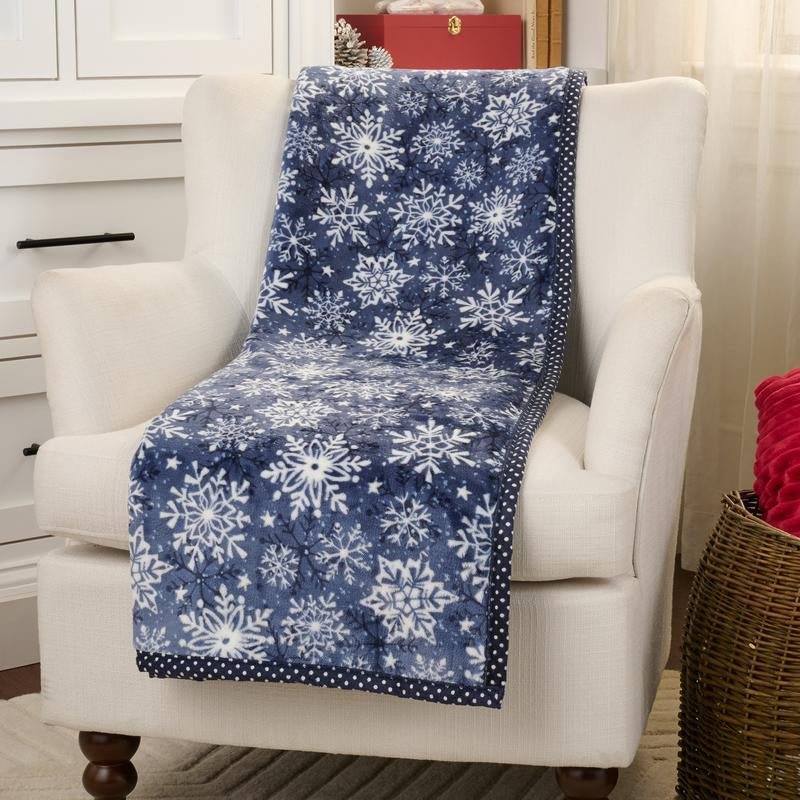 Kringle Express Oversized 60X80 Holiday Printed Throw W/ Trim