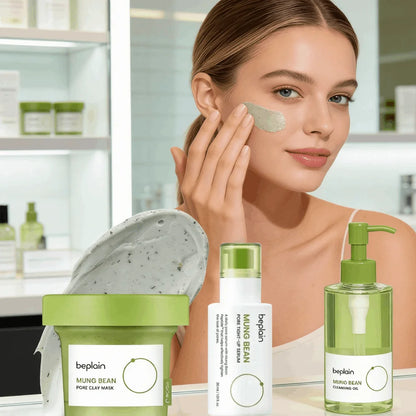 Korean Beplain Mung Bean Remover Clay Mask, Face Serum Makeup Remover Cleansing Oil Deep Cleaning Korean Skin Care