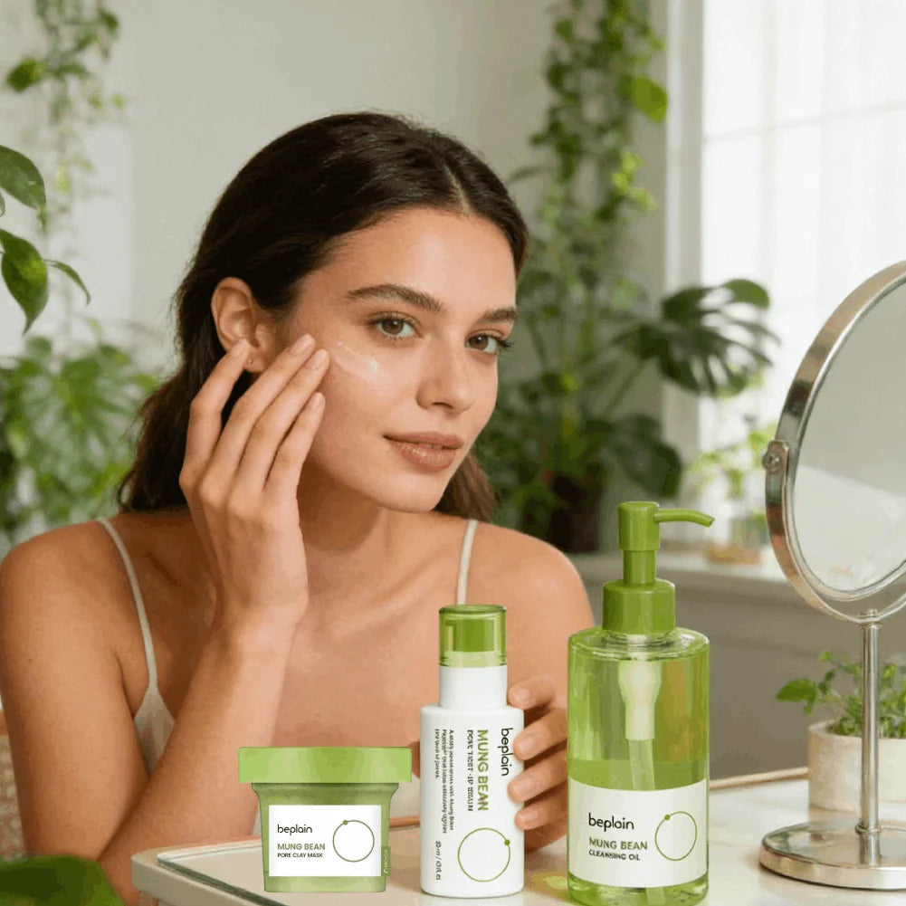 Korean Beplain Mung Bean Remover Clay Mask, Face Serum Makeup Remover Cleansing Oil Deep Cleaning Korean Skin Care