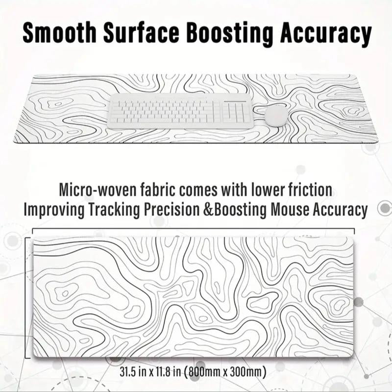 Terrain Series XL Gaming Mouse Pad - Non-Slip Water Proof Desk Mat (White and Black) Keyboard