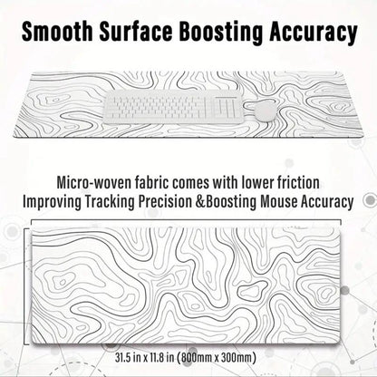 Terrain Series XL Gaming Mouse Pad - Non-Slip Water Proof Desk Mat (White and Black) Keyboard